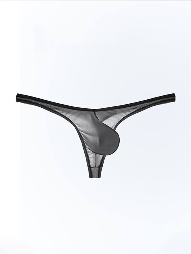 Men's Sexy Sheer U-Bulge Pouch Ice Silk Thong