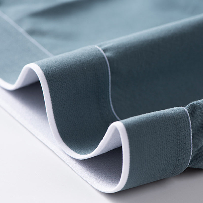 4Pcs Men's Cotton Solid Mid-rise Trunks