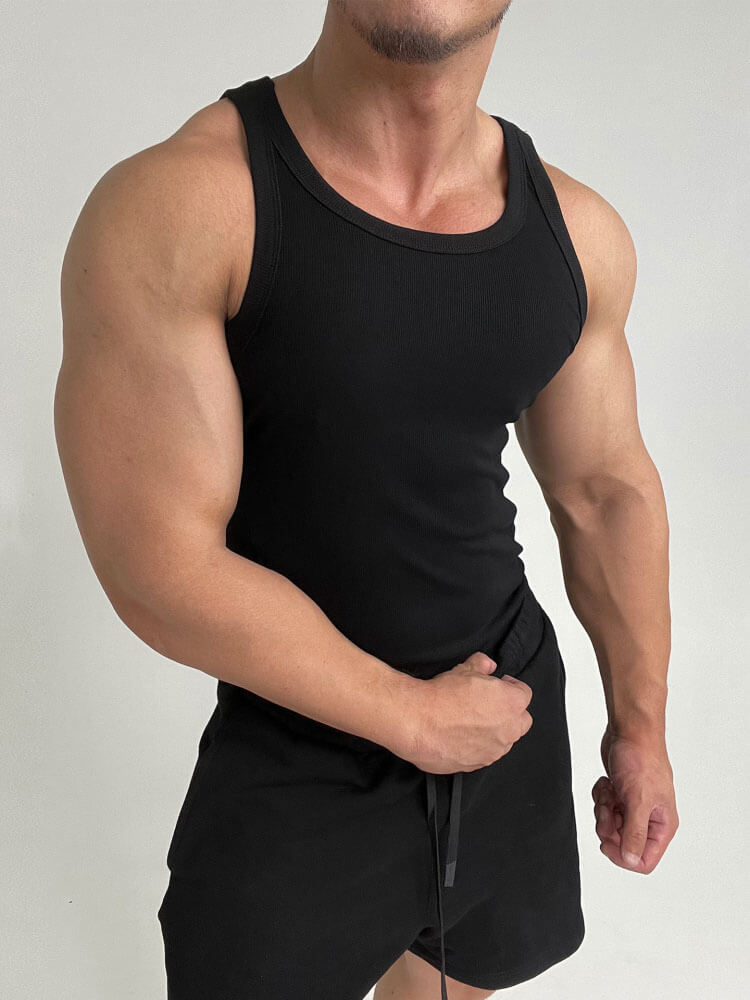 Men's Stretch Soft Slim Fit Fitness Ribbed Vest
