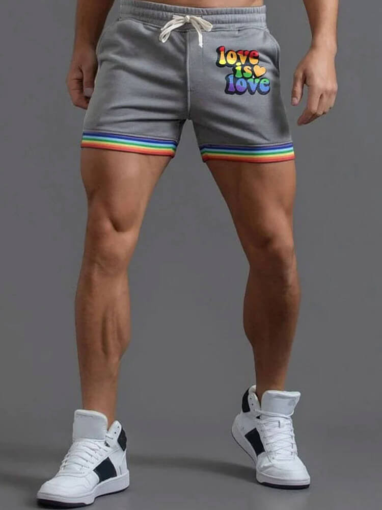 Men's Love Is Love Rainbow Striped Casual Shorts