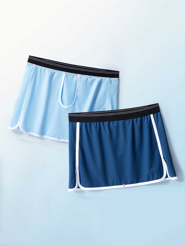 Men's Gun Bullet Separation Crotchless Skirt Trunks