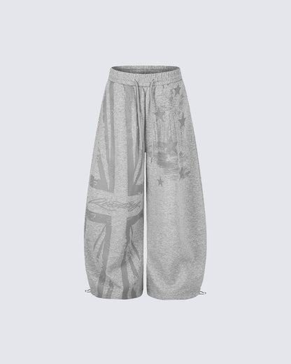 American Retro Trendy Brand Curved Wide-Leg Pants
