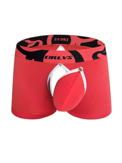 Men's Detachable Pouch Easy-Access Open Fly Modal Split-Crotch Boxers Briefs