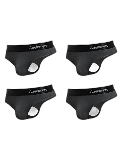 4 Pack Men's Low-Rise Stretchy U-Pouch Thongs