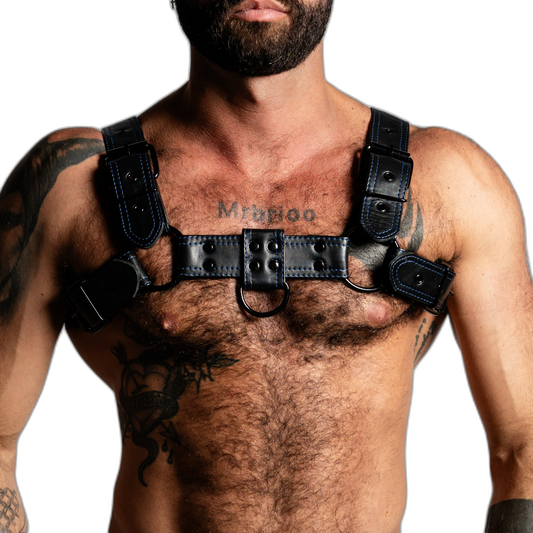 ruff GEAR RAW  Leather Bulldog Harness Black Royal