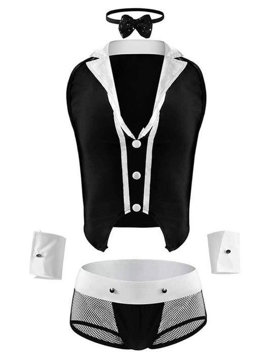 Men's Sexy Cosplay Vest Top And Boxer Briefs Set