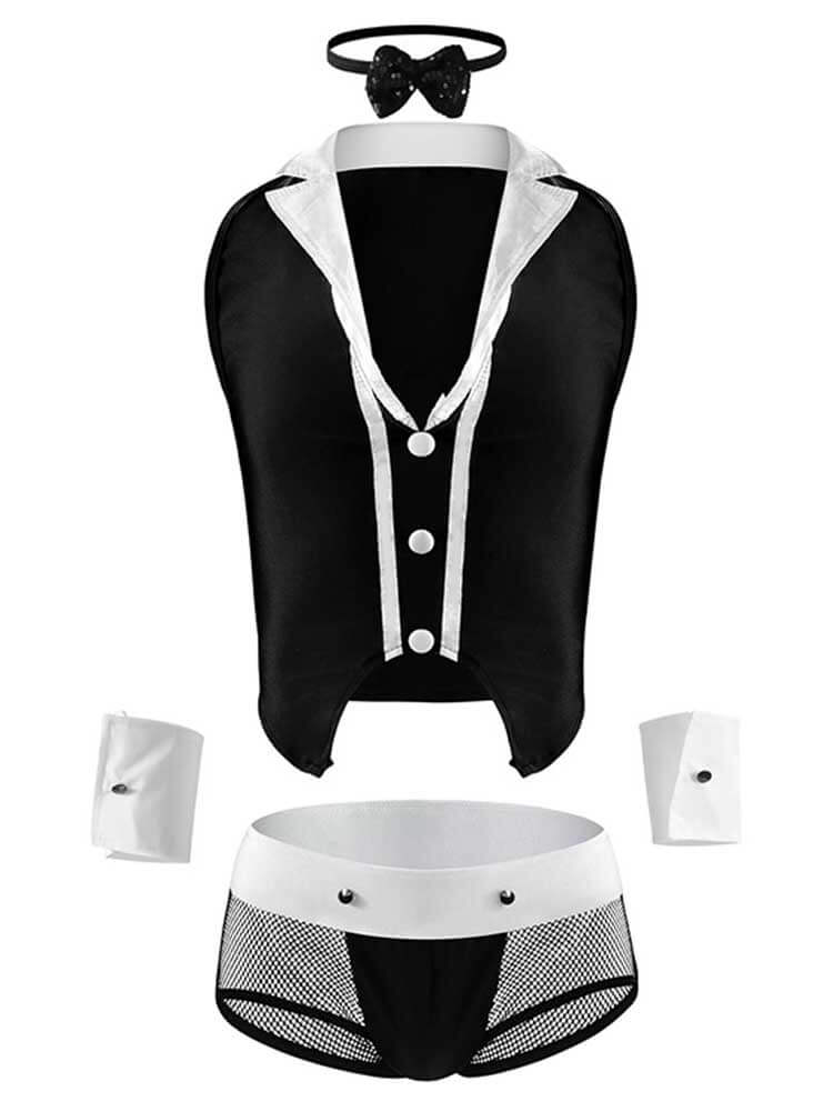 Men's Sexy Cosplay Vest Top And Boxer Briefs Set