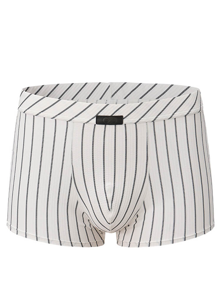 Men's Striped Cutout Exposed Buttocks Sports Boxer Briefs