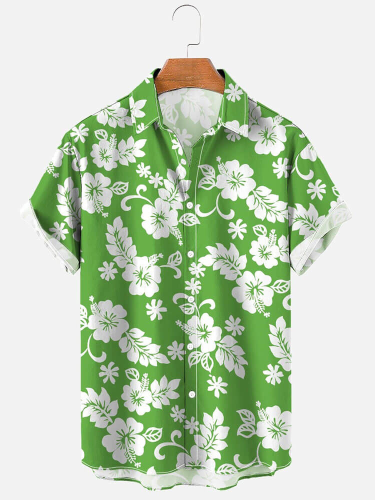 Men's Fashion Floral Print Short-Sleeve Shirt