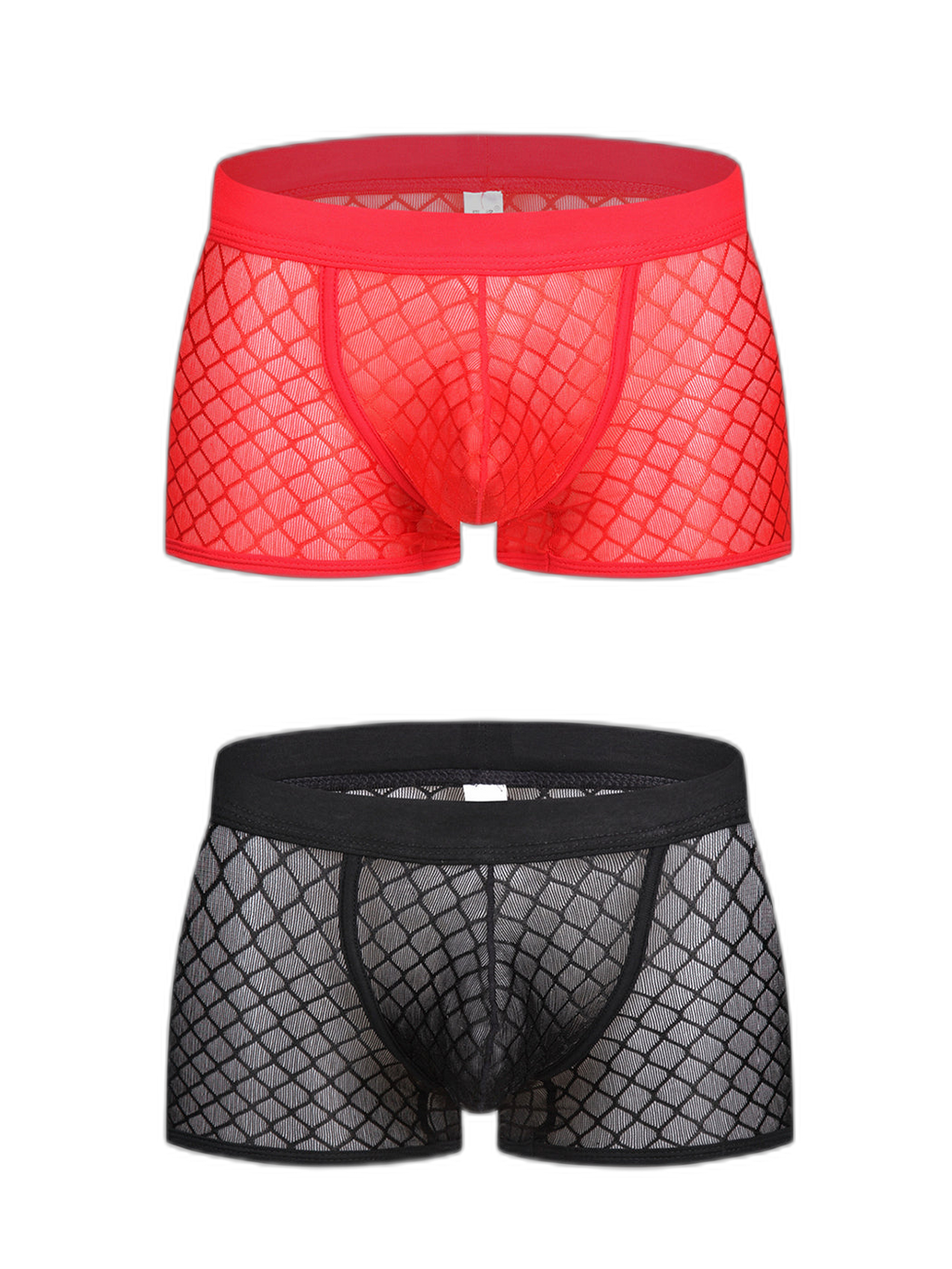 2 Pack Men's Sexy Transparent Mesh Trunks