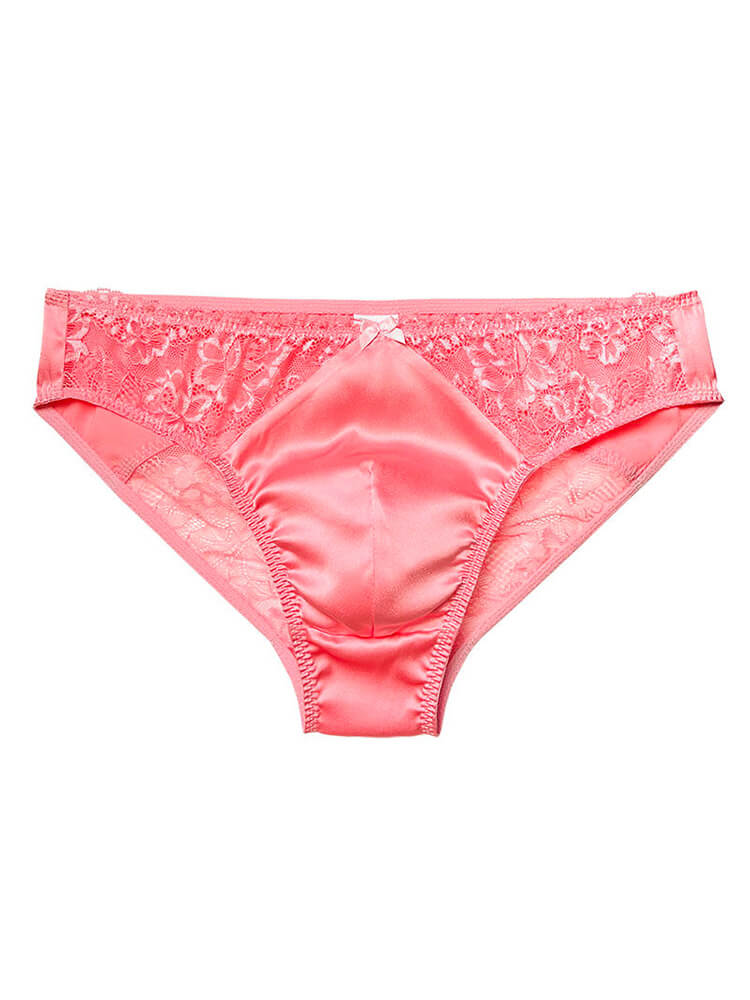 Men's Sexy Soft Lace Seamless Mulberry Silk Briefs