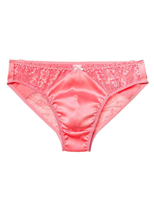 Men's Sexy Soft Lace Seamless Mulberry Silk Briefs