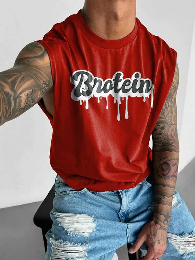 Men's Brotein Art Print Wide Shoulder Cotton Vest