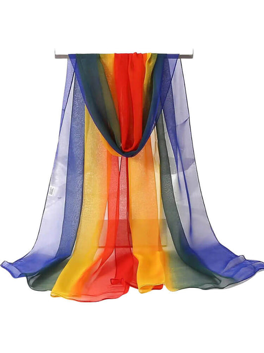 Gradient Rainbow Thin Shawl Long Scarf