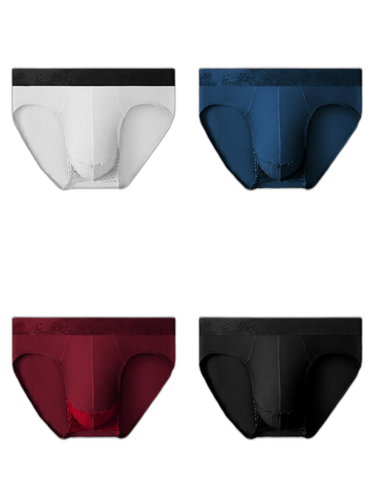 4 Pack Men's Comfortable Thin Pouch Breathable Mesh Briefs