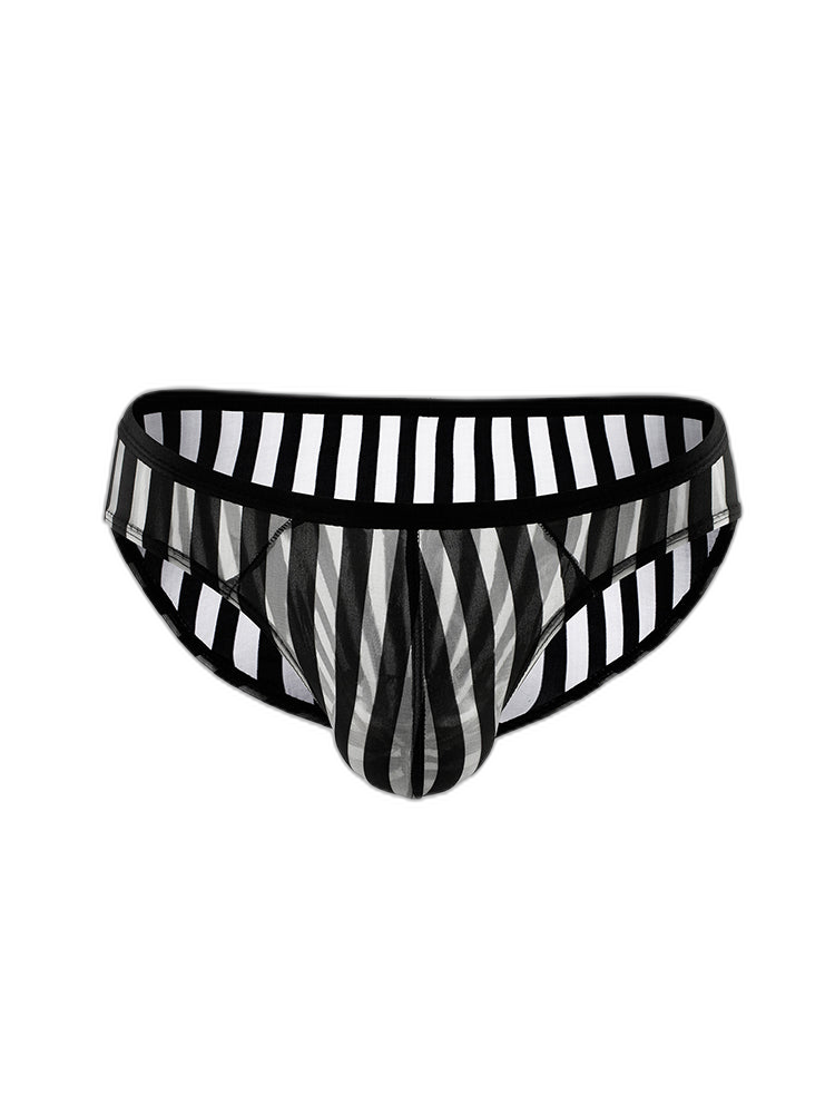 3 Pack Men's Sexy Striped Sheer Mesh Bikini