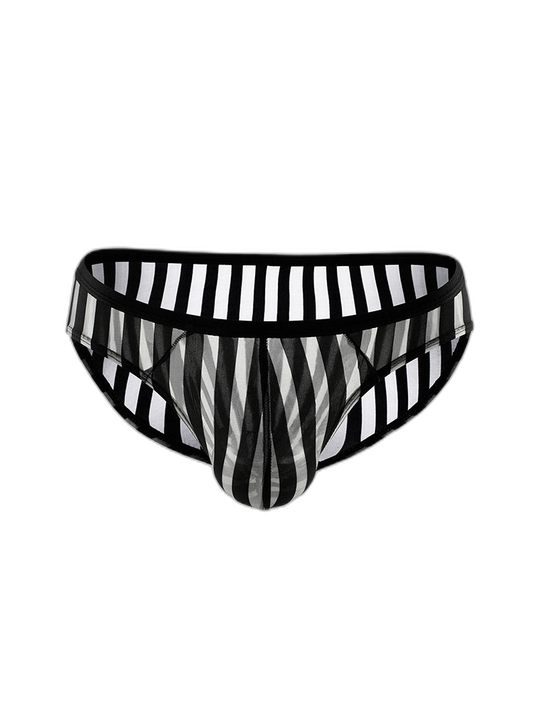 3 Pack Men's Sexy Striped Sheer Mesh Bikini
