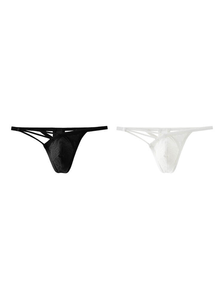 Men's Sexy Asymmetrical High-Elastic Lace Bikini Thong