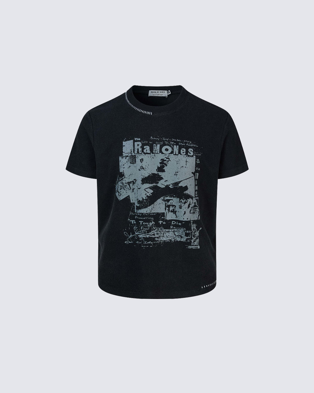 KIIKIO American-Style Distressed Graphic Crew-Neck T-Shirt