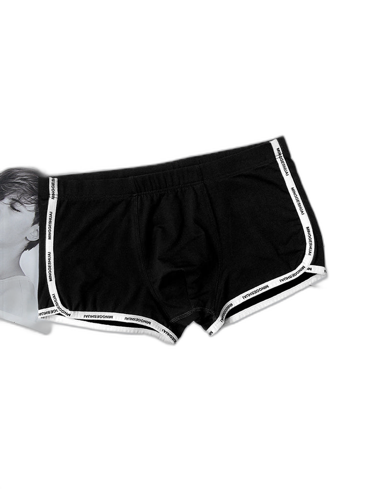 Men’s Letter Trim Applique Cotton Trunks