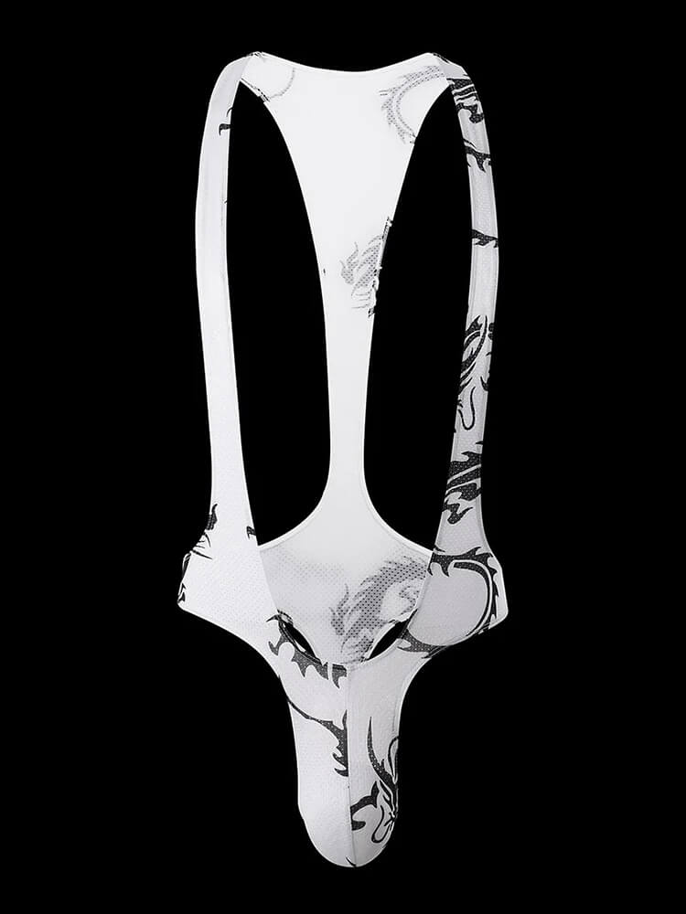Men's Colorblock High Cut Thong Bodysuit