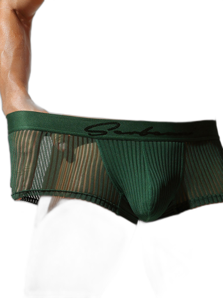 3 Pack Men's Striped Mesh Trunks with Comfort Pouch