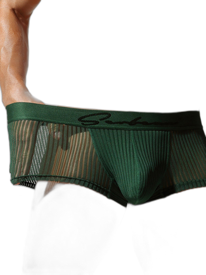 3 Pack Men's Striped Mesh Trunks with Comfort Pouch