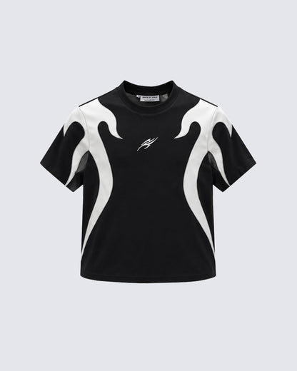 Abstract Flame Graphic Short Sleeve Top