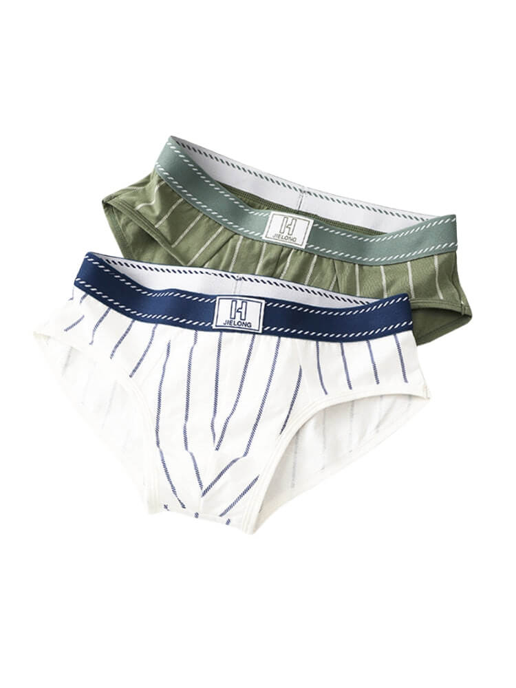 Men's Vertical Stripe Breathable Cotton Briefs
