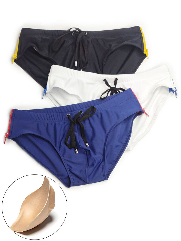 Men's Fashion Side Zip Swim Briefs