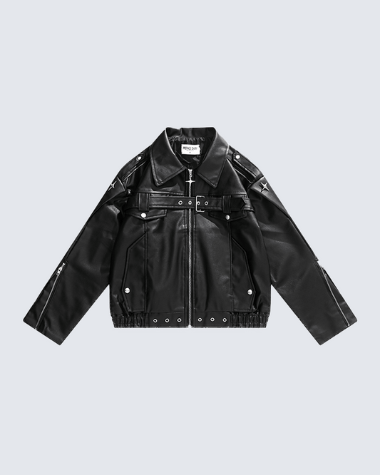 Heavy-Duty Deconstructed Studded Leather Jacket