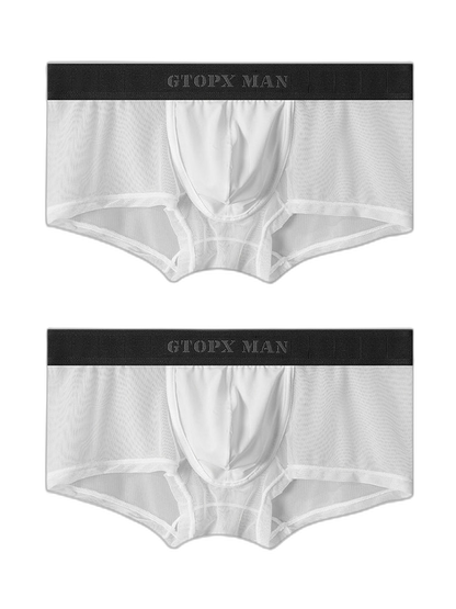 2-Pack Men's Breathable Mesh Ice Silk U-convex Low Waist Boxer Briefs