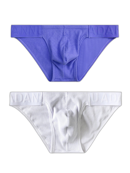 2 Pack Men's Low-Rise High-Cut Ribbed Cotton Bikini