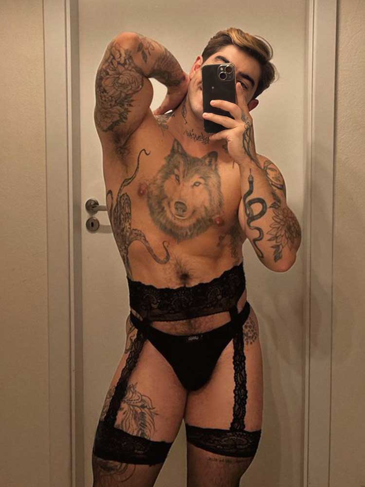 Men's Sexy Ultra-Thin Lace-Top Thigh-High Garter Stockings