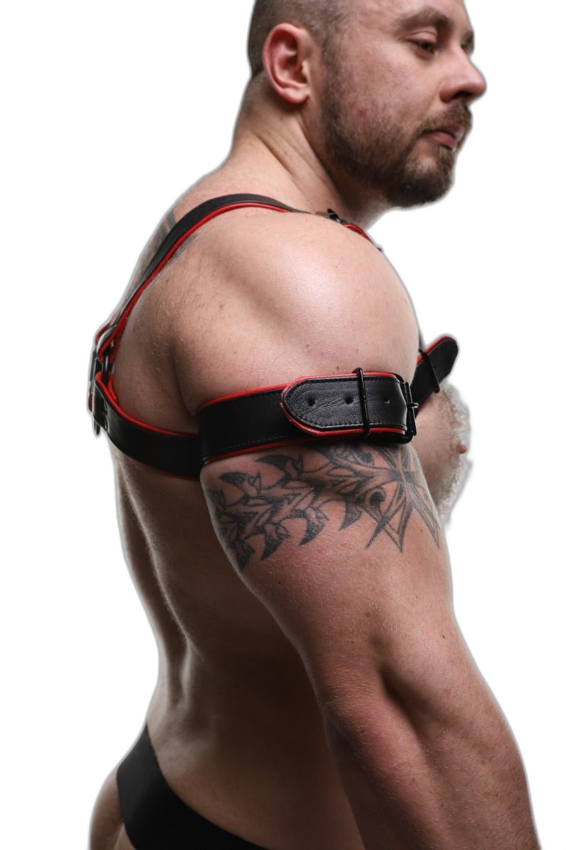 ruff GEAR Double Tone Leather Bicep Strap Red Black