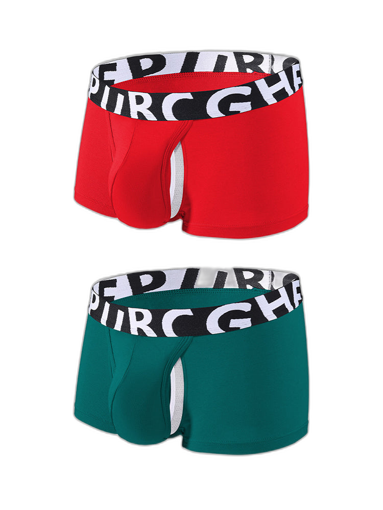 2 Pack Men's Separated Pouch Side Vent Design Trunks