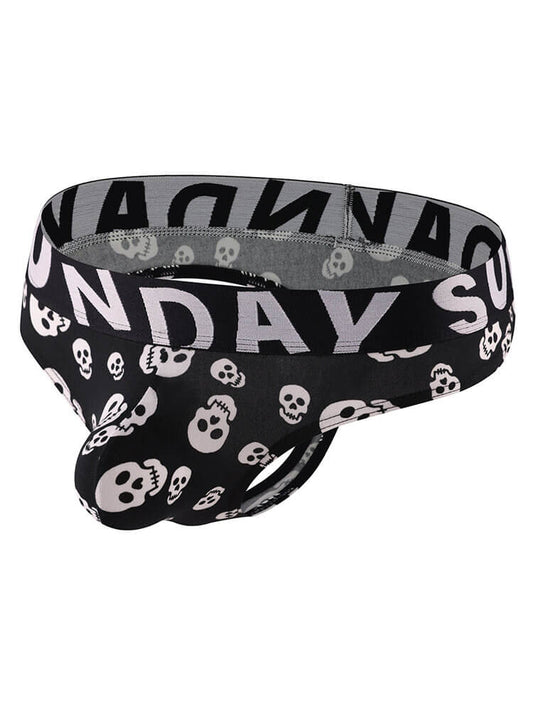 Men's Sexy Wide Waistband Skull-Print Briefs