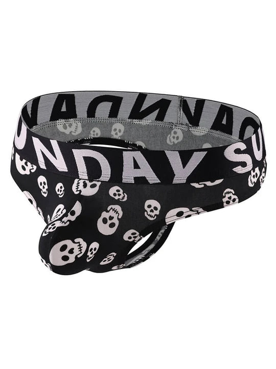 Men's Sexy Wide Waistband Skull-Print Briefs