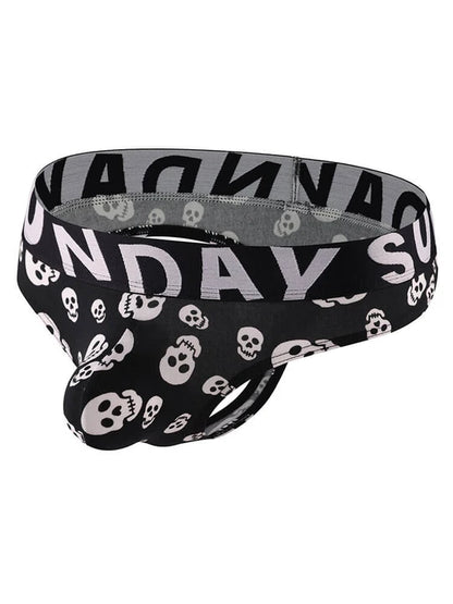 Men's Sexy Wide Waistband Skull-Print Briefs