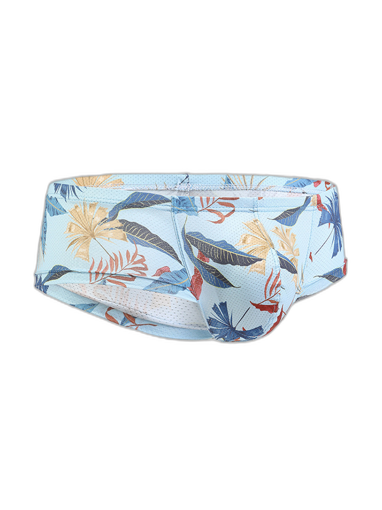 Men's Sexy Botanical Printed Mesh Underwear