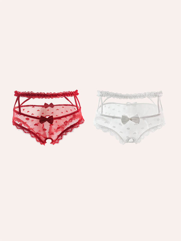 Men's Sexy Soft Lace Trim Hollow Sheer Briefs