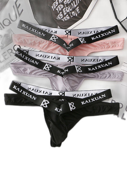 3 Pack Men's Sexy Ice Silk Mesh Breathable Erotic Thong & Strings
