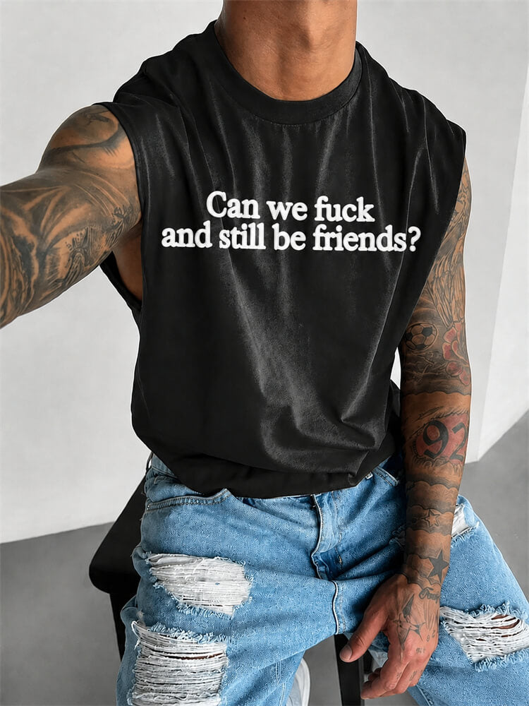 Men's Sexy Slogan Print Wide Shoulder Vest Top