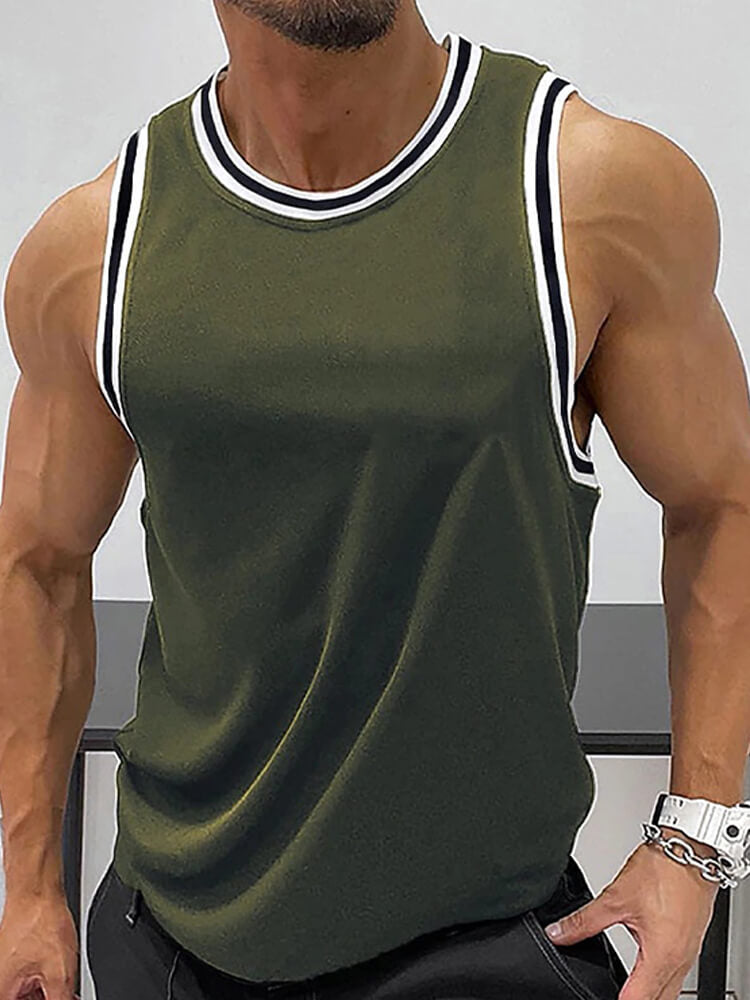 Men's Solid Color Crew Neck Sports Fitness Vest