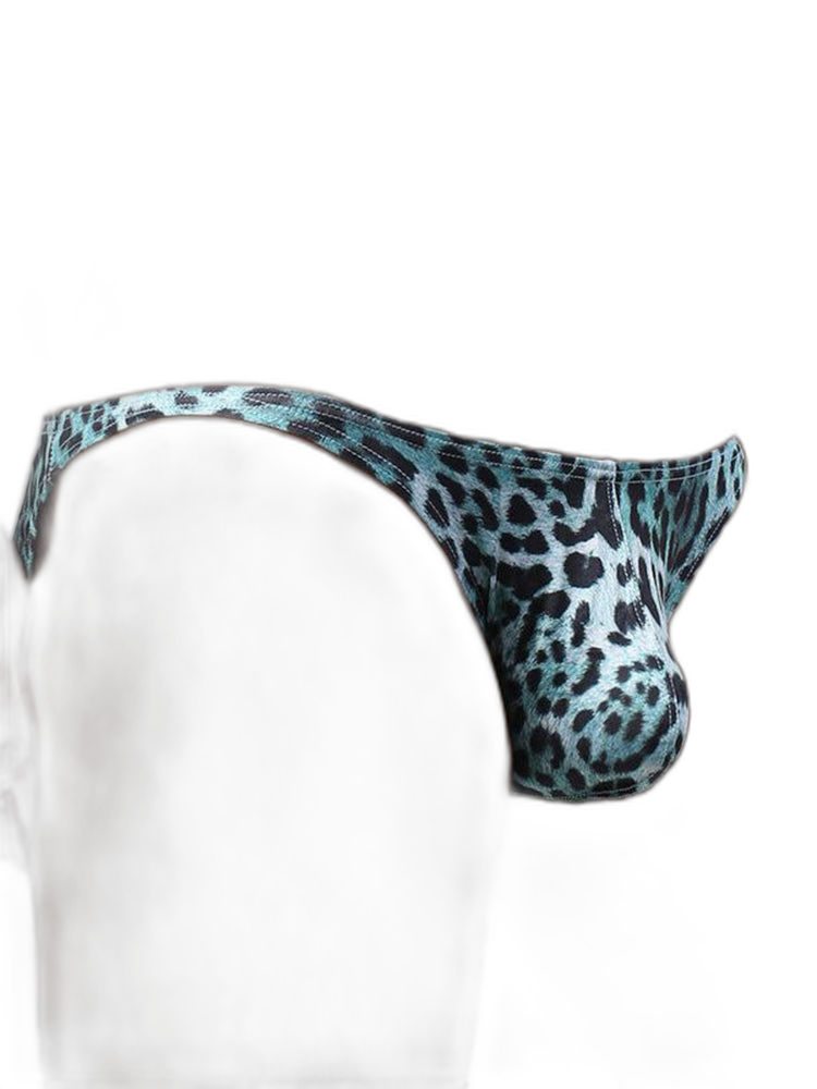 4 Pack Men's U-Convex Leopard Print Nylon Bikini