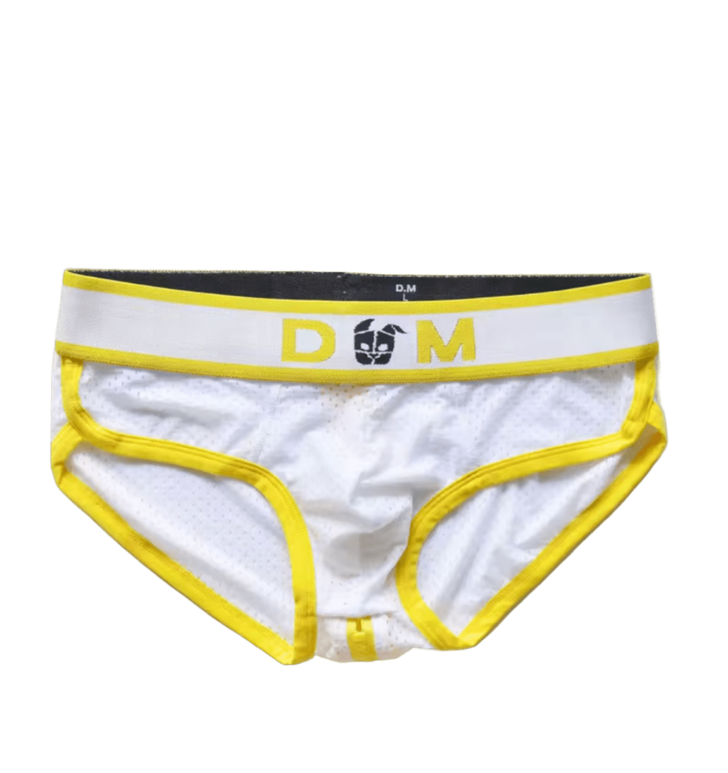 Mesh Zipper Bum Briefs Yellow
