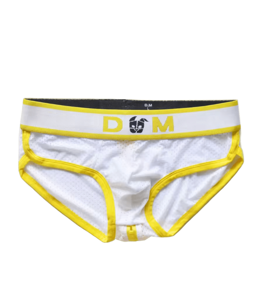 Mesh Zipper Bum Briefs Yellow