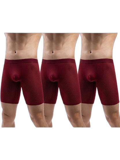 3 Pack Men’s Anti-chafing Mesh Long Boxer Briefs