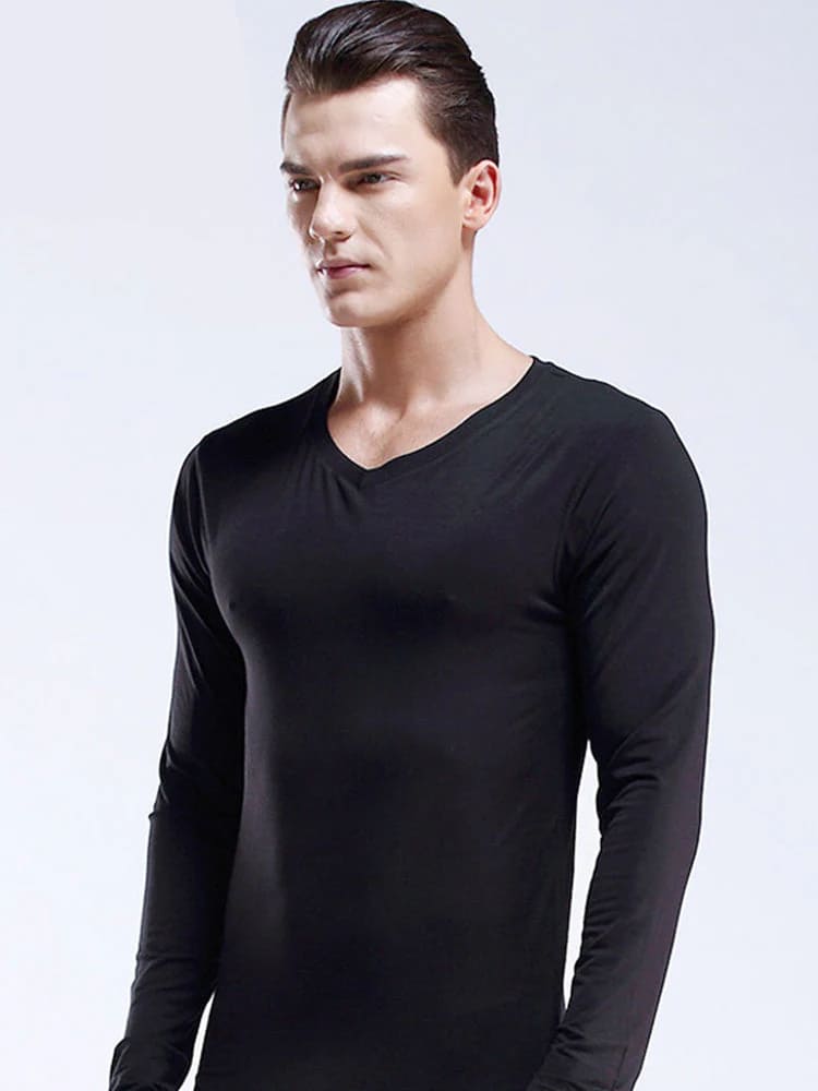 Men's Ultra Soft Low Cut V-Neck Thermal Shirt