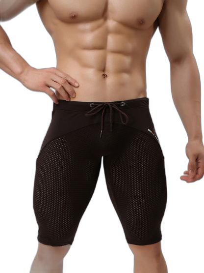 Men’s Athletic Compression Tight Shorts with Drawstring